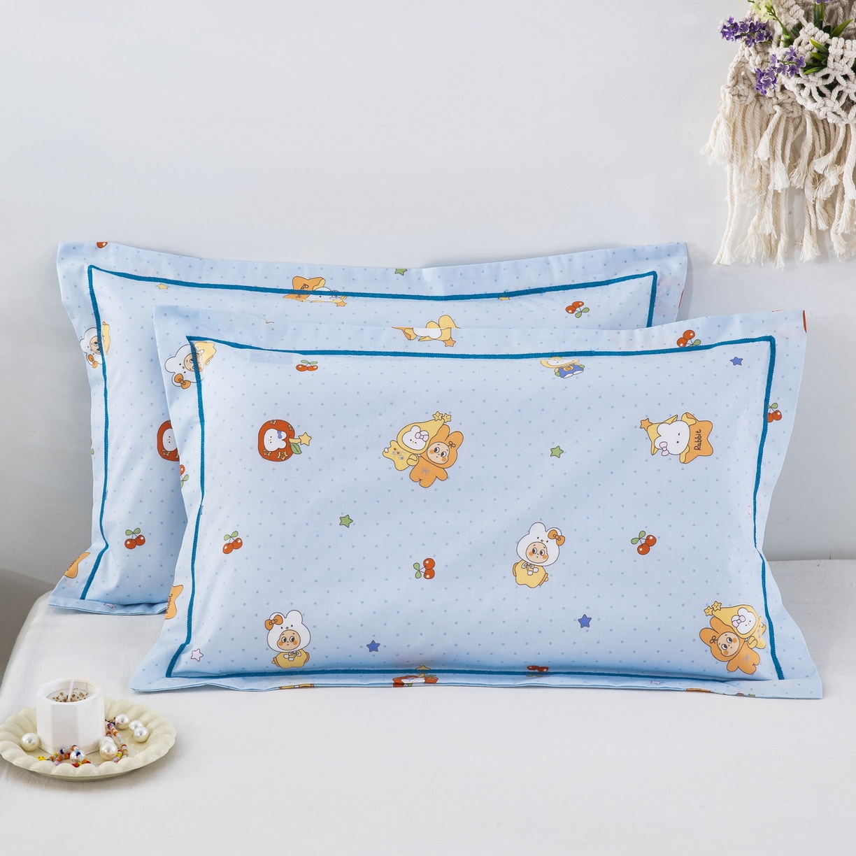 91家纺网 家纺一手货源 找家纺 乐秀家纺 2026新款卡通全棉枕套儿童幼儿园枕头星星小伙伴