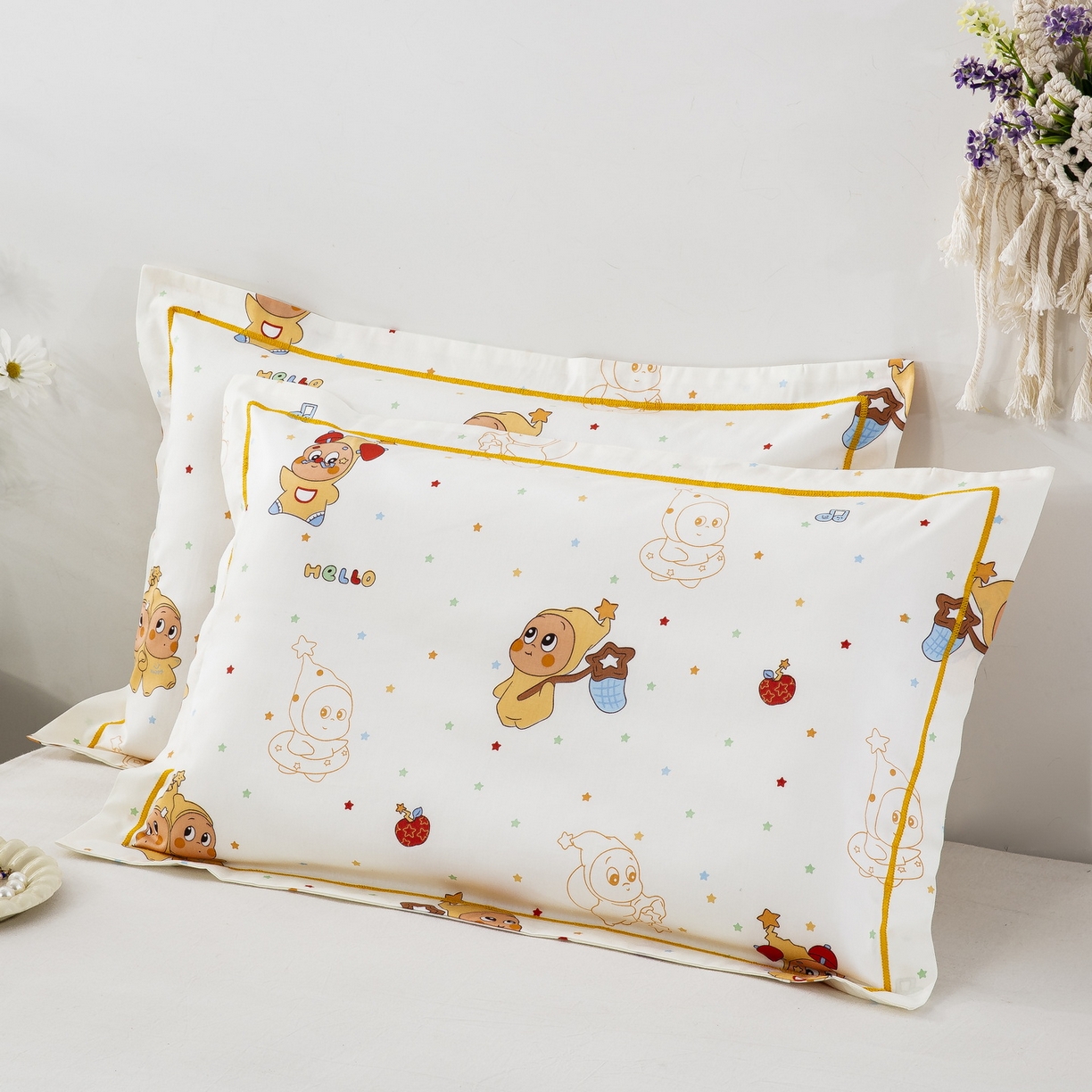 91家纺网 家纺一手货源 找家纺 乐秀家纺 2026新款卡通全棉枕套儿童幼儿园枕头星梦人
