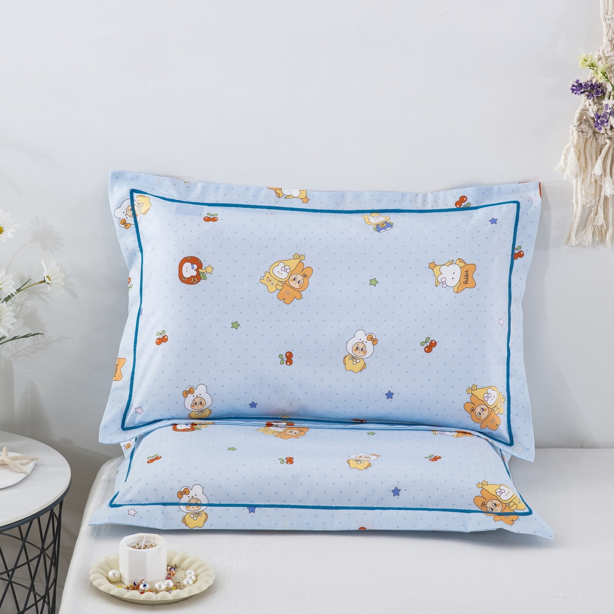 91家纺网 家纺一手货源 找家纺 乐秀家纺 2026新款卡通全棉枕套儿童幼儿园枕头星星小伙伴