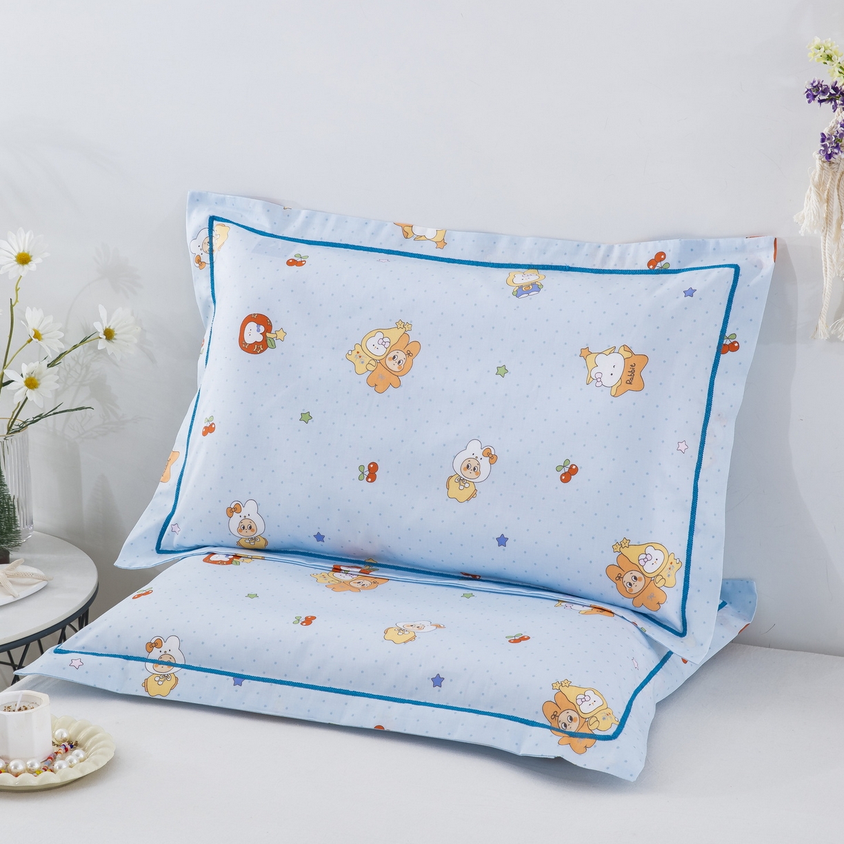 91家纺网 家纺一手货源 找家纺 乐秀家纺 2026新款卡通全棉枕套儿童幼儿园枕头星星小伙伴