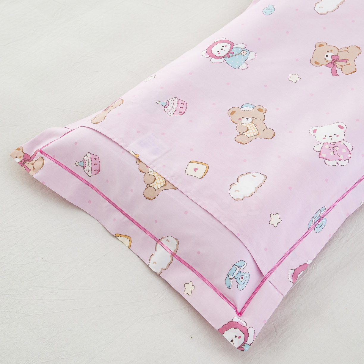 91家纺网 家纺一手货源 找家纺 乐秀家纺 2026新款卡通全棉枕套儿童幼儿园枕头云朵小熊