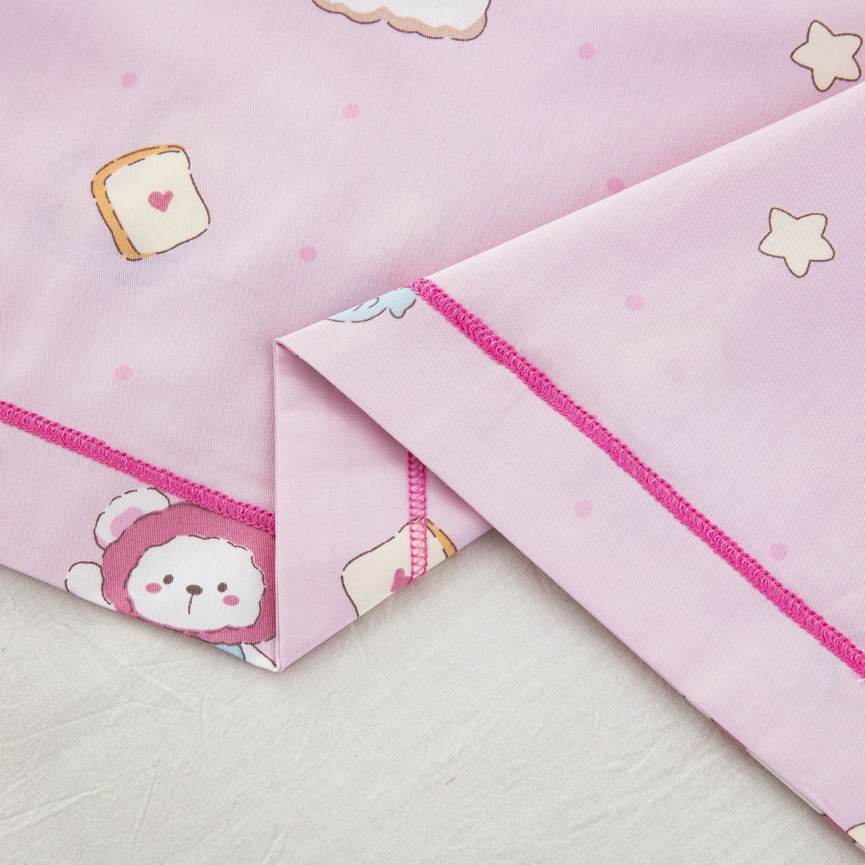 91家纺网 家纺一手货源 找家纺 乐秀家纺 2026新款卡通全棉枕套儿童幼儿园枕头云朵小熊