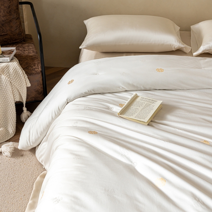 91家纺网 家纺一手货源 找家纺 茧月家纺 2026新款桑蚕长丝喜被被子被芯 喜被-白