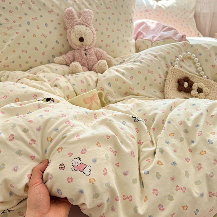 91家纺网 家纺一手货源 找家纺 优佳优品 【提供买家秀】2026新款加厚水洗仿棉A类印花四件套 碎花旺财