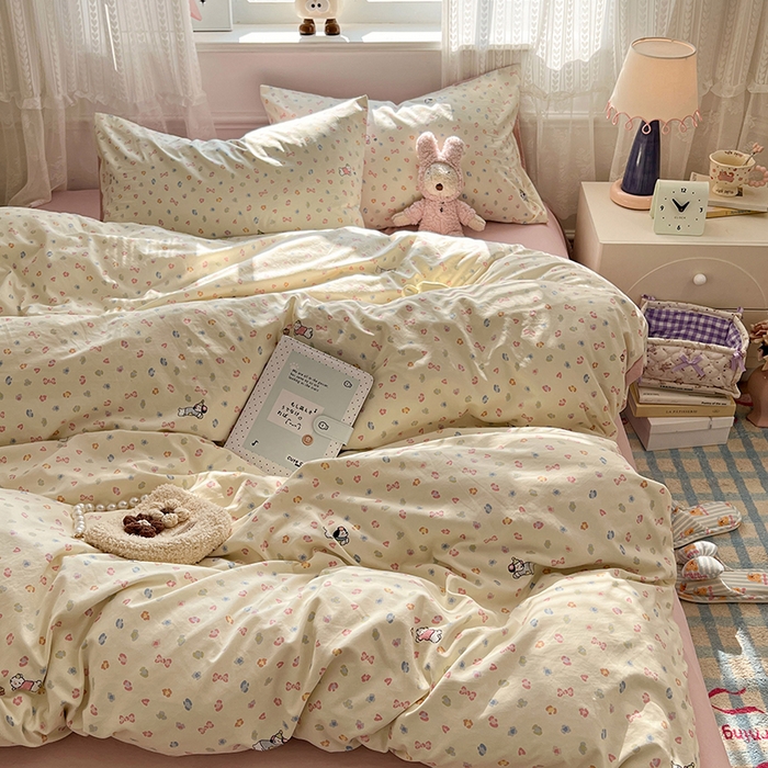 91家纺网 家纺一手货源 找家纺 优佳优品 【提供买家秀】2026新款加厚水洗仿棉A类印花四件套 碎花旺财