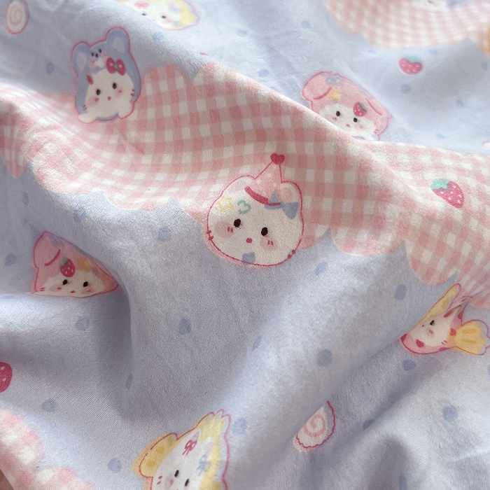 91家纺网 家纺一手货源 找家纺 优佳优品 【提供买家秀】2026新款加厚水洗仿棉A类印花四件套 糖果喵咪