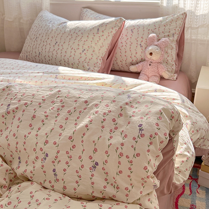 91家纺网 家纺一手货源 找家纺 优佳优品 【提供买家秀】2026新款加厚水洗仿棉A类印花四件套 玫香懒卧