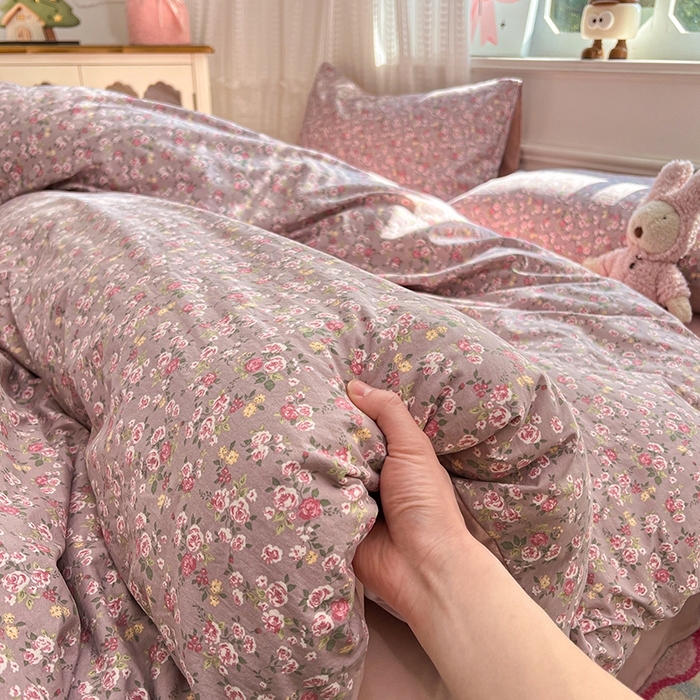 优佳优品 【提供买家秀】2026新款加厚水洗仿棉A类印花四件套 旧枕玫香