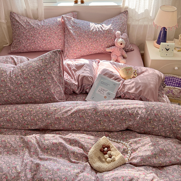 91家纺网 家纺一手货源 找家纺 优佳优品 【提供买家秀】2026新款加厚水洗仿棉A类印花四件套 旧枕玫香