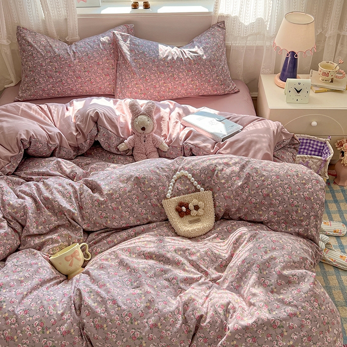 91家纺网 家纺一手货源 找家纺 优佳优品 【提供买家秀】2026新款加厚水洗仿棉A类印花四件套 旧枕玫香