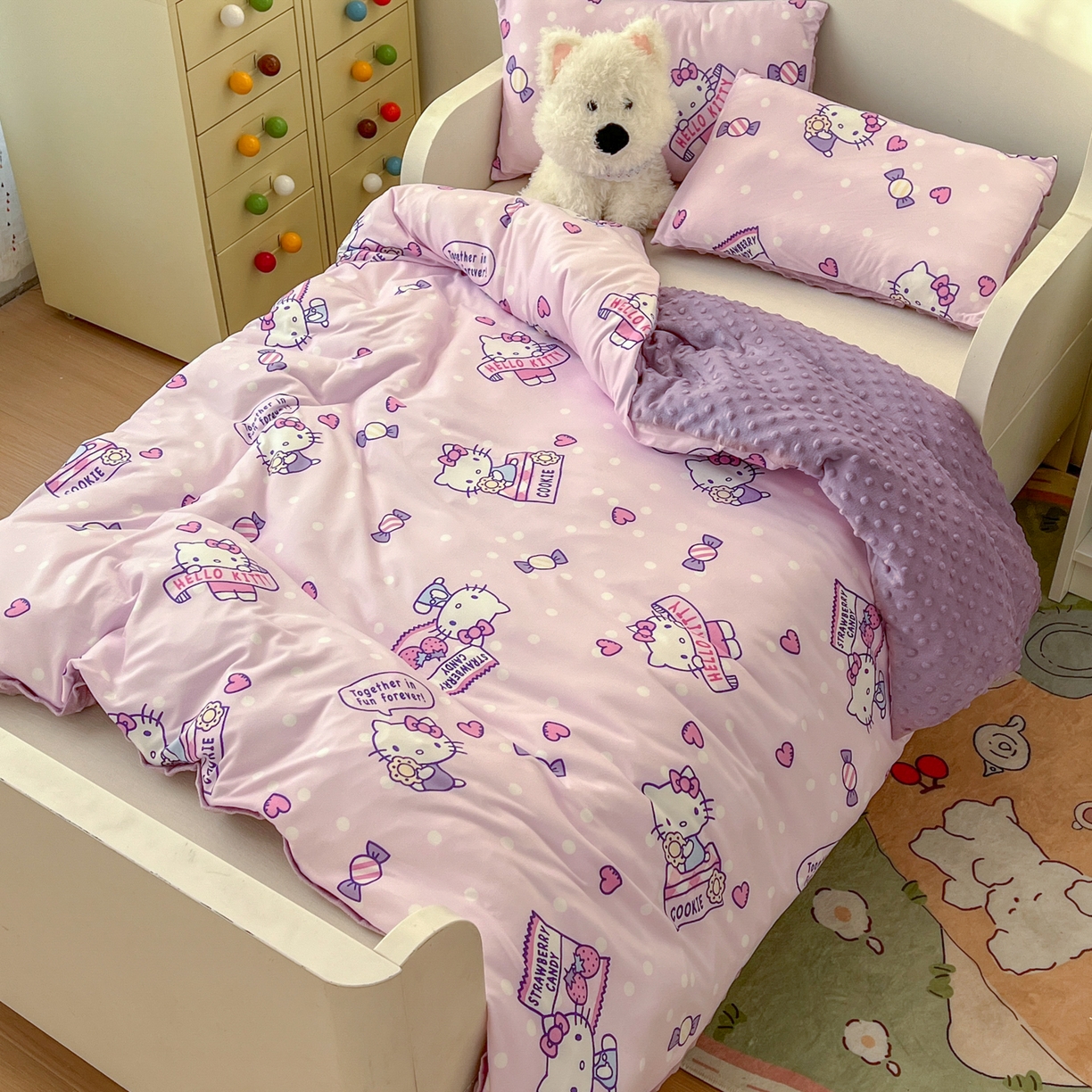 91家纺网 家纺一手货源 找家纺 （总）希诺家居 2026新款三丽鸥针织豆豆多功能盖毯可拆卸被子被套儿童学生被子