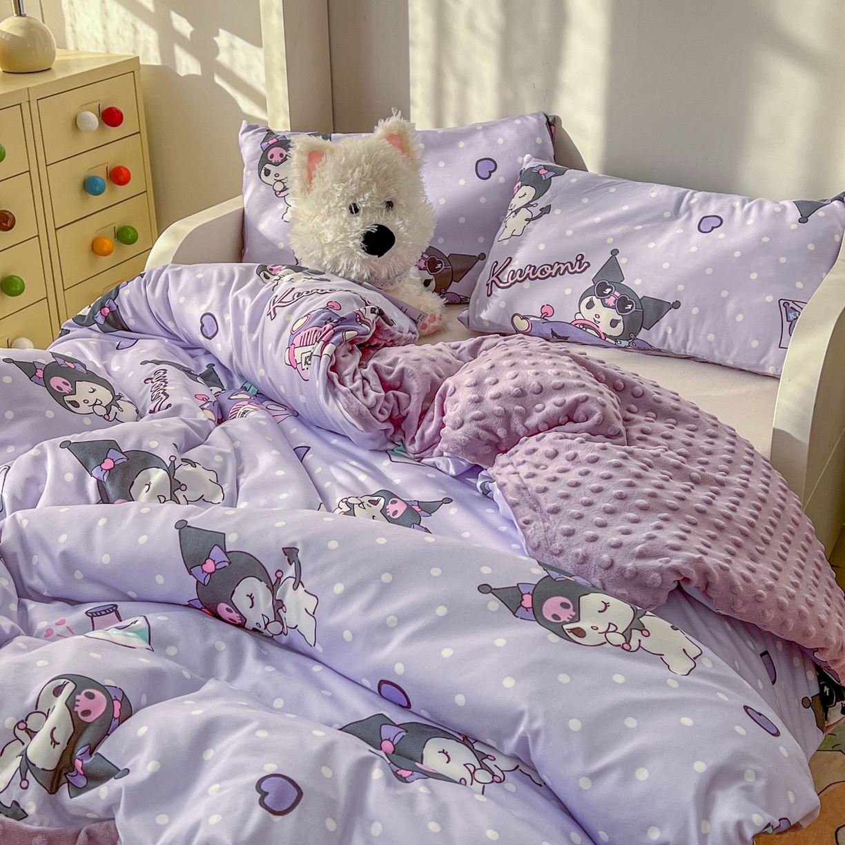 91家纺网 家纺一手货源 找家纺 （总）希诺家居 2026新款三丽鸥针织豆豆多功能盖毯可拆卸被子被套儿童学生被子