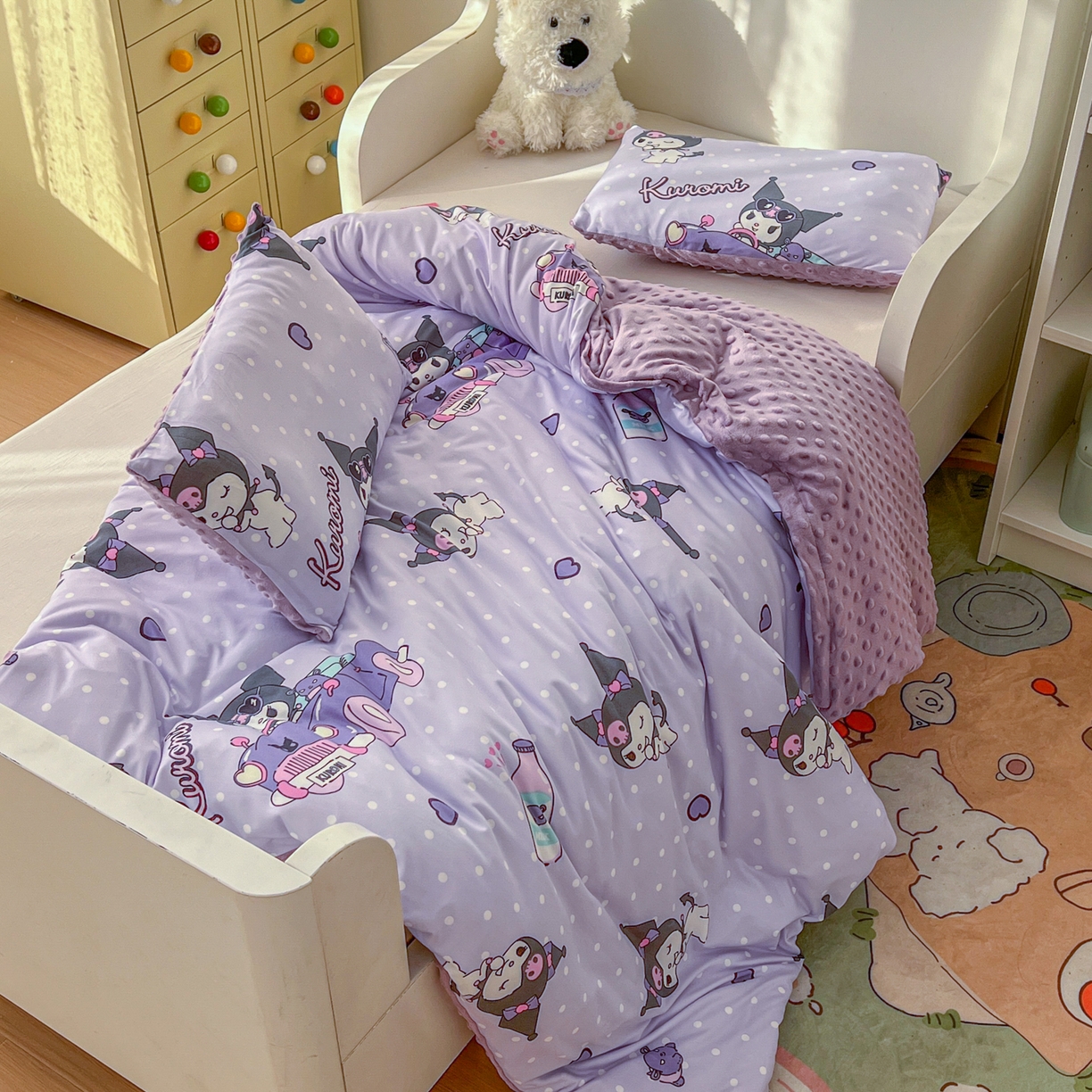 91家纺网 家纺一手货源 找家纺 （总）希诺家居 2026新款三丽鸥针织豆豆多功能盖毯可拆卸被子被套儿童学生被子