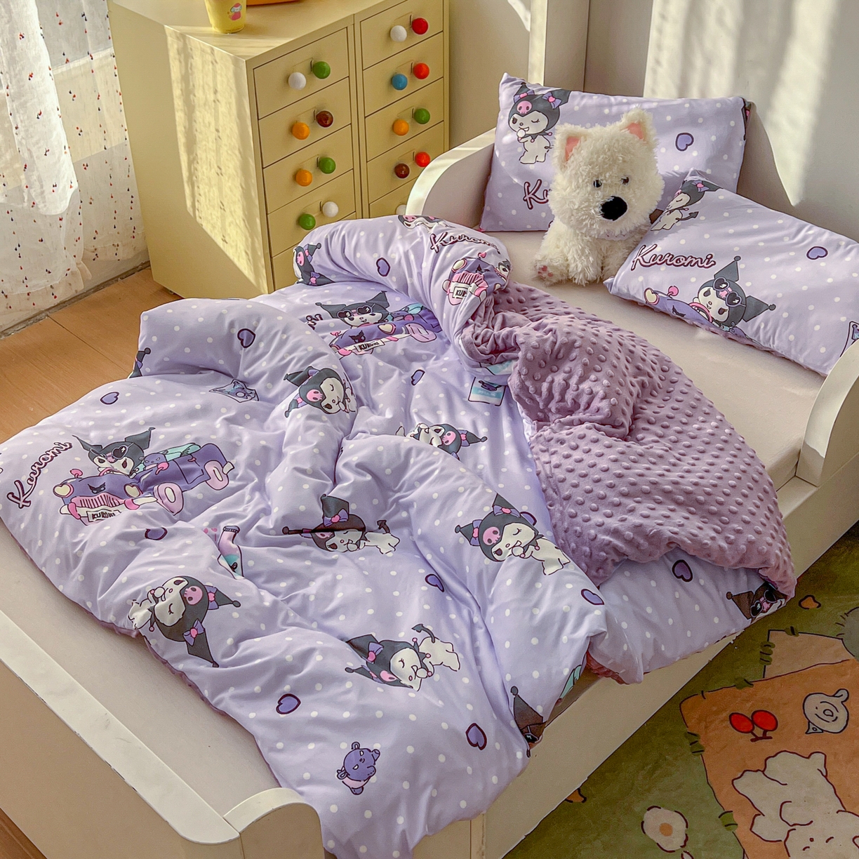 91家纺网 家纺一手货源 找家纺 （总）希诺家居 2026新款三丽鸥针织豆豆多功能盖毯可拆卸被子被套儿童学生被子