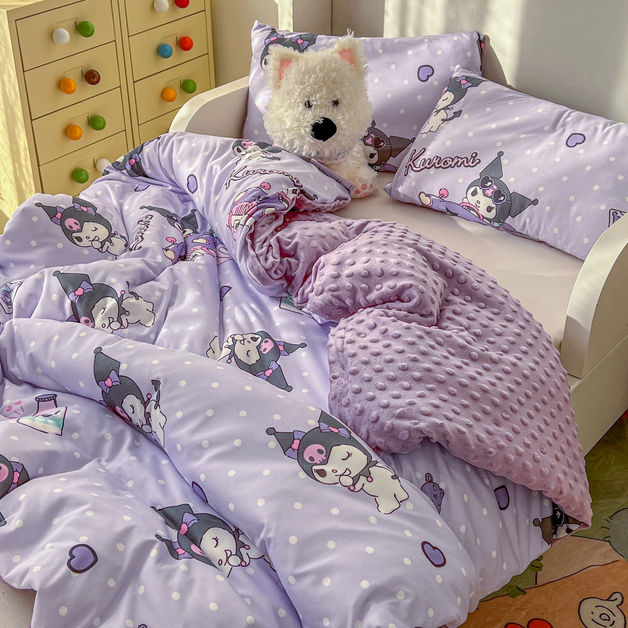 91家纺网 家纺一手货源 找家纺 （总）希诺家居 2026新款三丽鸥针织豆豆多功能盖毯可拆卸被子被套儿童学生被子