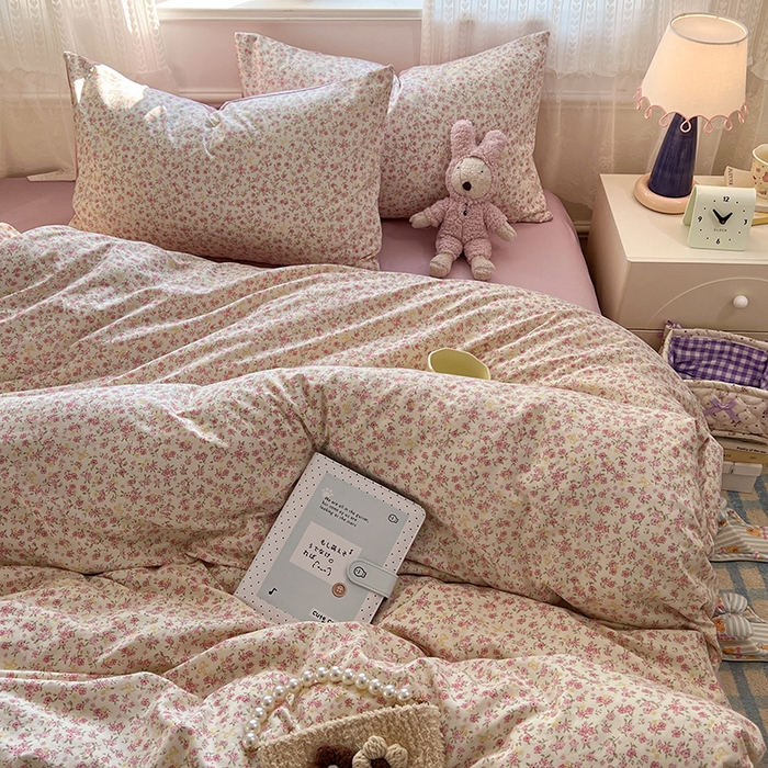 91家纺网 家纺一手货源 找家纺 优尚佳生活馆 【提供买家秀】2026新款加厚水洗仿棉A类印花四件套 樱洛花眠