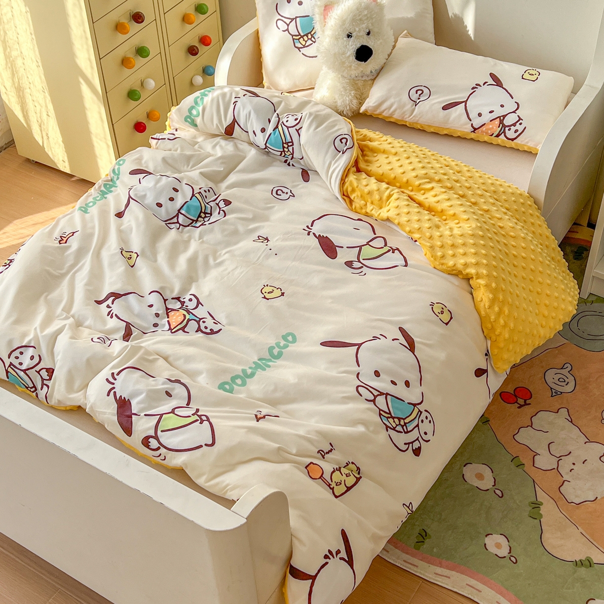 希诺家居 2026新款三丽鸥针织豆豆多功能盖毯可拆卸被子被套儿童学生被子 调皮帕恰狗