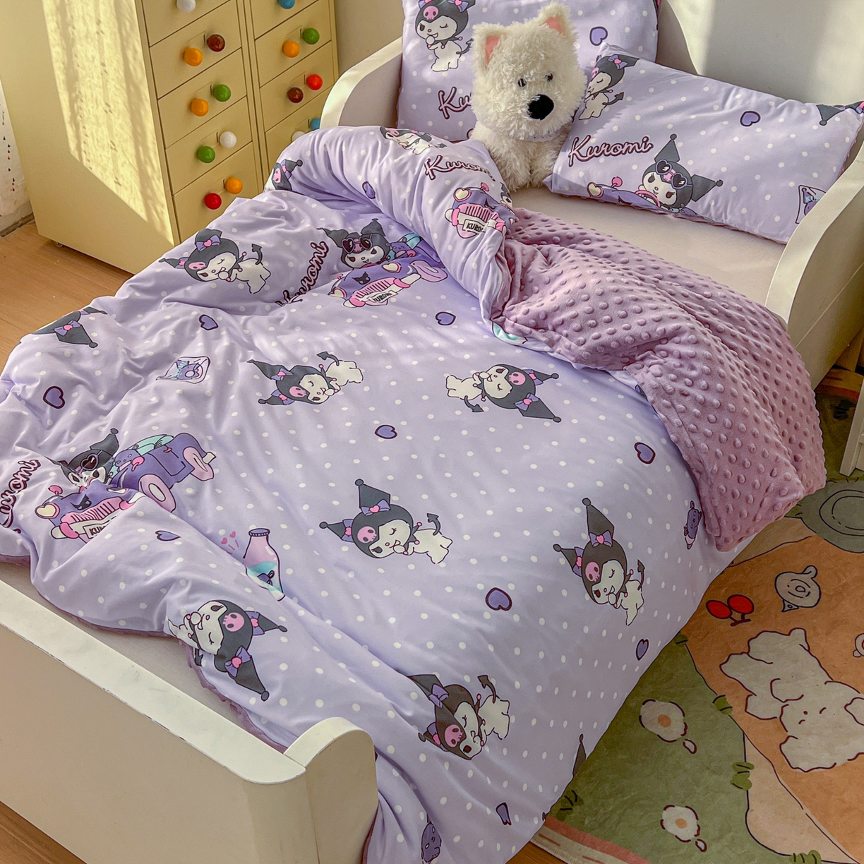 希诺家居 2026新款三丽鸥针织豆豆多功能盖毯可拆卸被子被套儿童学生被子 汽车库洛米