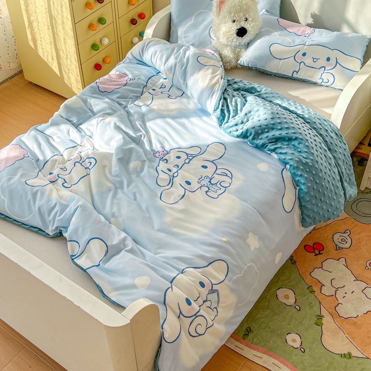 希诺家居 2026新款三丽鸥针织豆豆多功能盖毯可拆卸被子被套儿童学生被子 云朵大耳狗