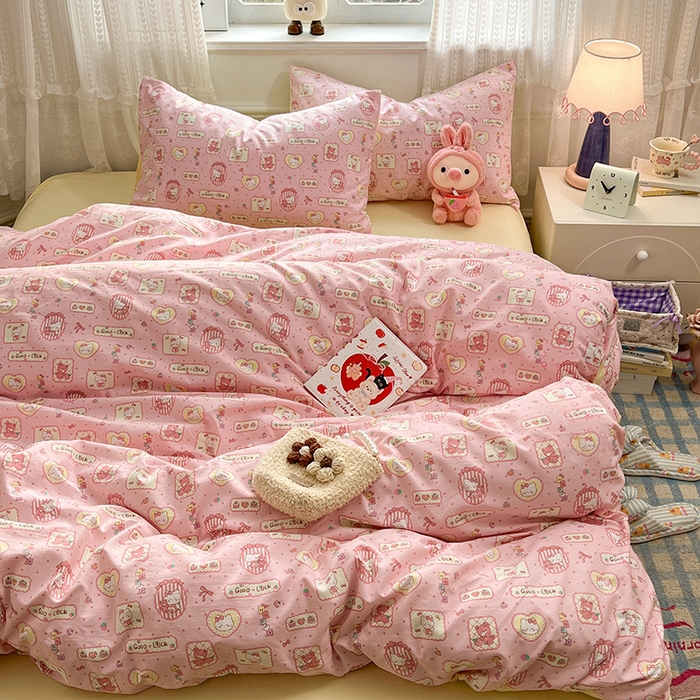 91家纺网 家纺一手货源 找家纺 优佳优品 【提供买家秀】2026新款加厚水洗仿棉A类印花四件套 福喵逢喜