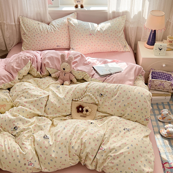 91家纺网 家纺一手货源 找家纺 优尚佳生活馆 【提供买家秀】2026新款加厚水洗仿棉A类印花四件套 碎花旺财