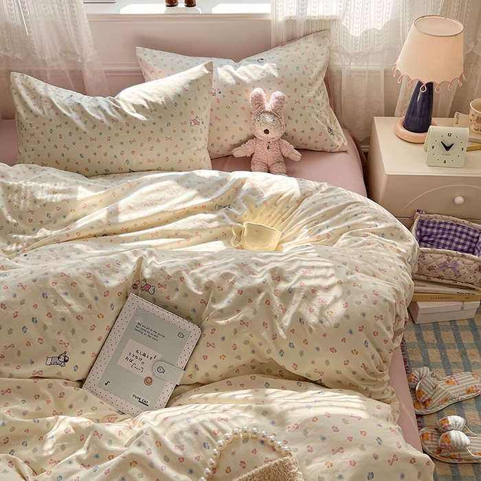 91家纺网 家纺一手货源 找家纺 优尚佳生活馆 【提供买家秀】2026新款加厚水洗仿棉A类印花四件套 碎花旺财