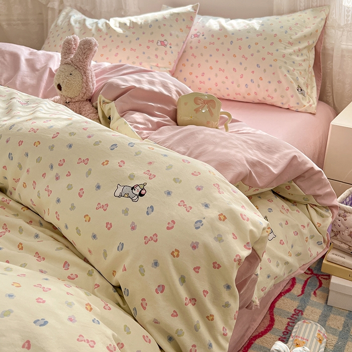 91家纺网 家纺一手货源 找家纺 优尚佳生活馆 【提供买家秀】2026新款加厚水洗仿棉A类印花四件套 碎花旺财