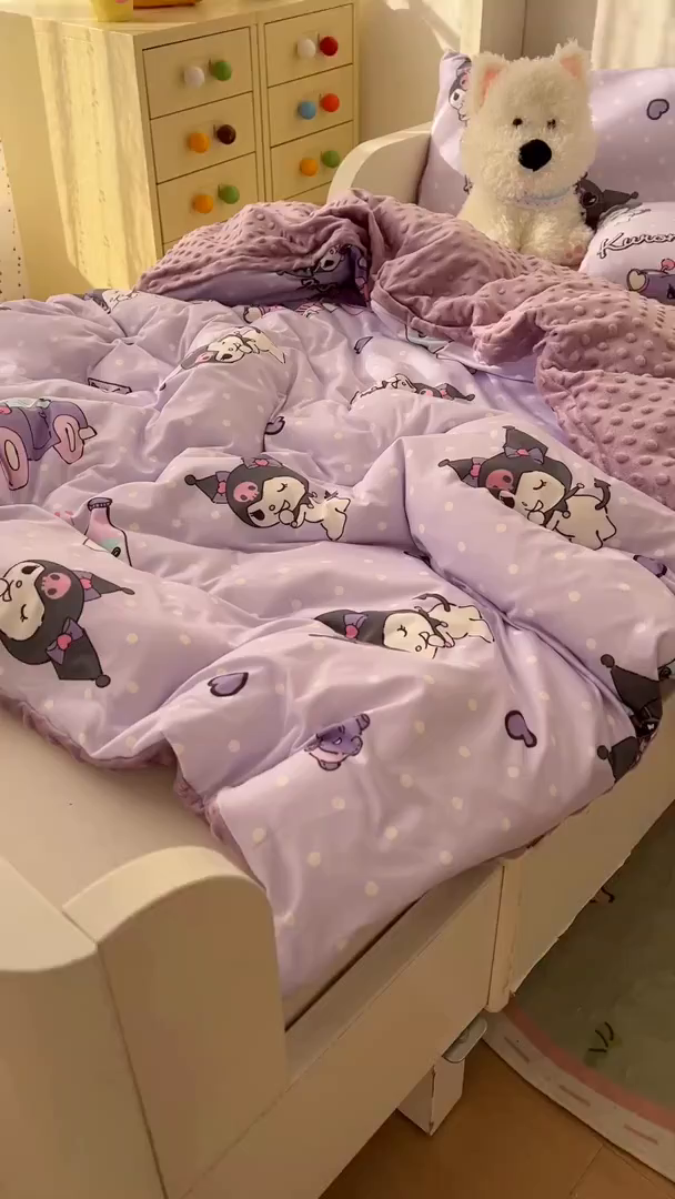 91家纺网 家纺一手货源 找家纺 （总）希诺家居 2026新款三丽鸥针织豆豆多功能盖毯可拆卸被子被套儿童学生被子