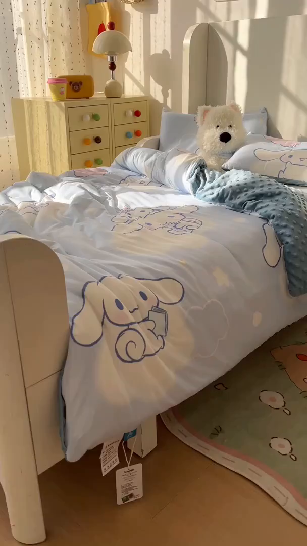 91家纺网 家纺一手货源 找家纺 希诺家居 2026新款三丽鸥针织豆豆多功能盖毯可拆卸被子被套儿童学生被子 云朵大耳狗