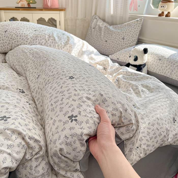 优佳优品 【提供买家秀】2026新款加厚水洗仿棉A类印花四件套 浅墨素眠