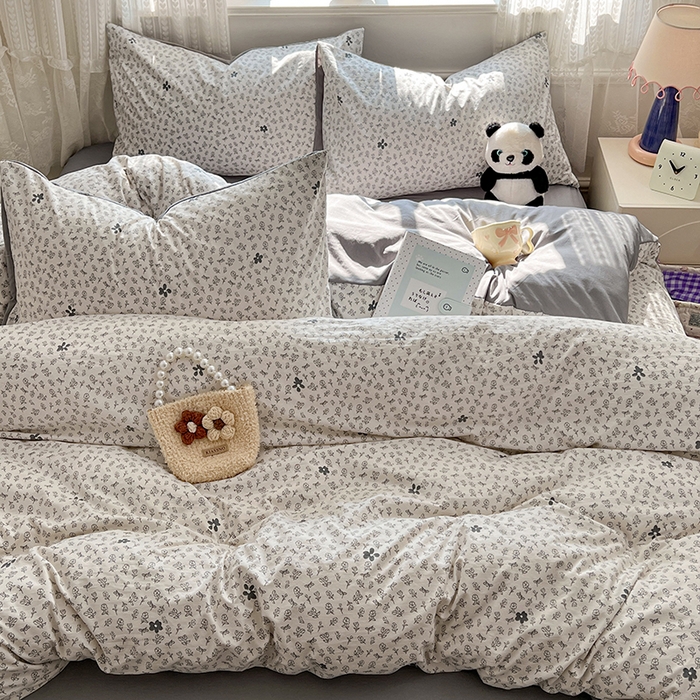 91家纺网 家纺一手货源 找家纺 优佳优品 【提供买家秀】2026新款加厚水洗仿棉A类印花四件套 浅墨素眠