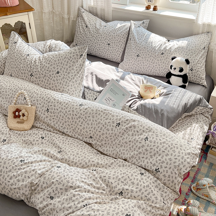 91家纺网 家纺一手货源 找家纺 优佳优品 【提供买家秀】2026新款加厚水洗仿棉A类印花四件套 浅墨素眠