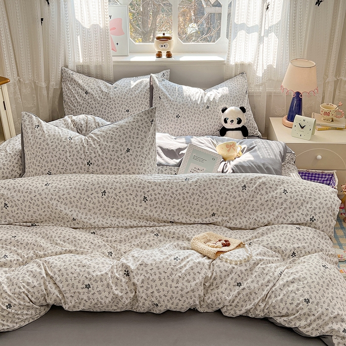 91家纺网 家纺一手货源 找家纺 优佳优品 【提供买家秀】2026新款加厚水洗仿棉A类印花四件套 浅墨素眠