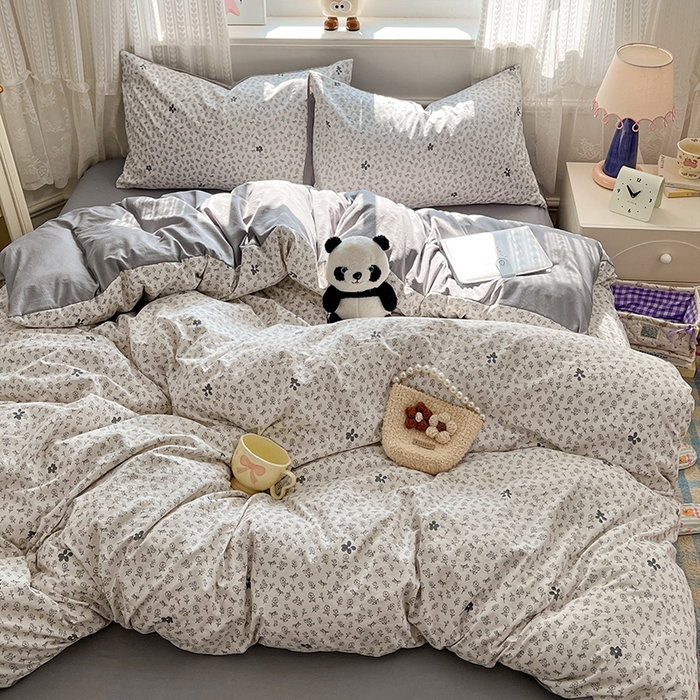 91家纺网 家纺一手货源 找家纺 优佳优品 【提供买家秀】2026新款加厚水洗仿棉A类印花四件套 浅墨素眠