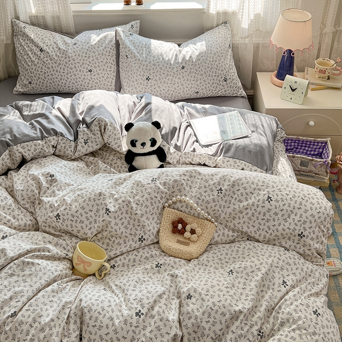 91家纺网 家纺一手货源 找家纺 优佳优品 【提供买家秀】2026新款加厚水洗仿棉A类印花四件套 浅墨素眠