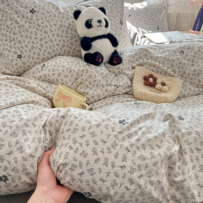 91家纺网 家纺一手货源 找家纺 优佳优品 【提供买家秀】2026新款加厚水洗仿棉A类印花四件套 浅墨素眠