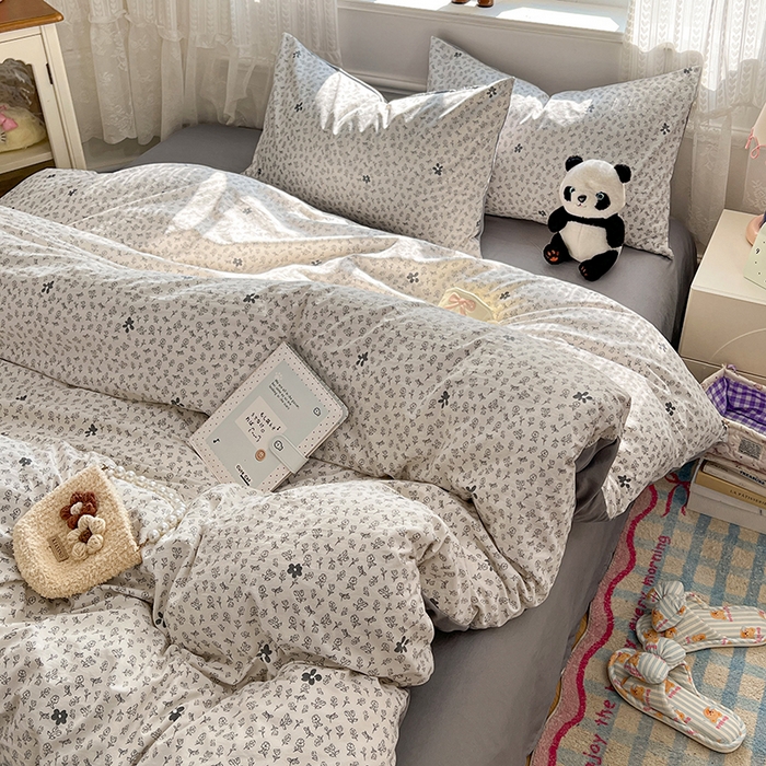 91家纺网 家纺一手货源 找家纺 优佳优品 【提供买家秀】2026新款加厚水洗仿棉A类印花四件套 浅墨素眠