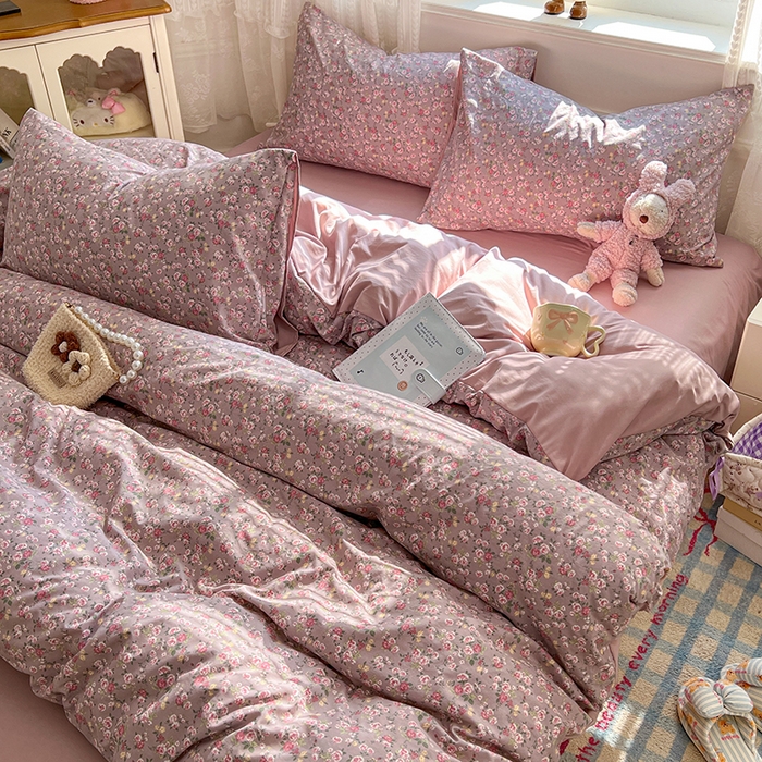91家纺网 家纺一手货源 找家纺 优尚佳生活馆 【提供买家秀】2026新款加厚水洗仿棉A类印花四件套 旧枕玫香