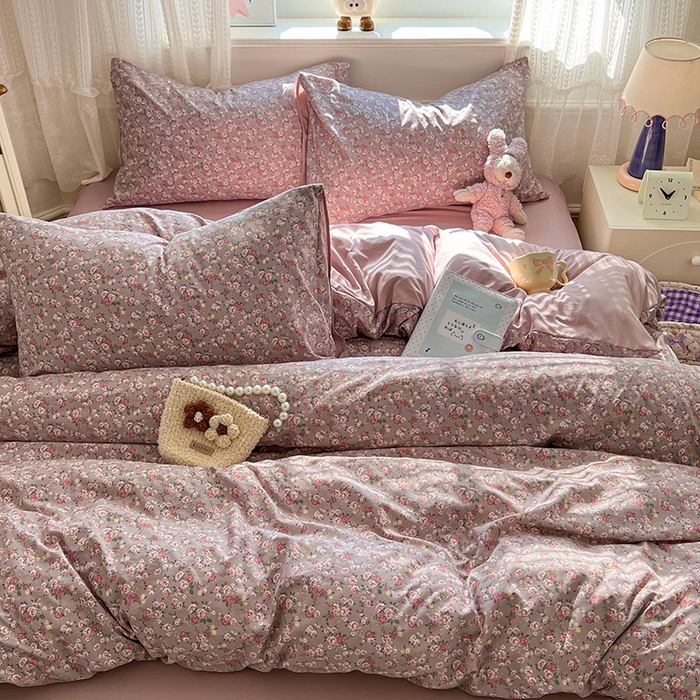 91家纺网 家纺一手货源 找家纺 优尚佳生活馆 【提供买家秀】2026新款加厚水洗仿棉A类印花四件套 旧枕玫香