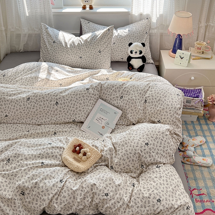 91家纺网 家纺一手货源 找家纺 优佳优品 【提供买家秀】2026新款加厚水洗仿棉A类印花四件套 浅墨素眠