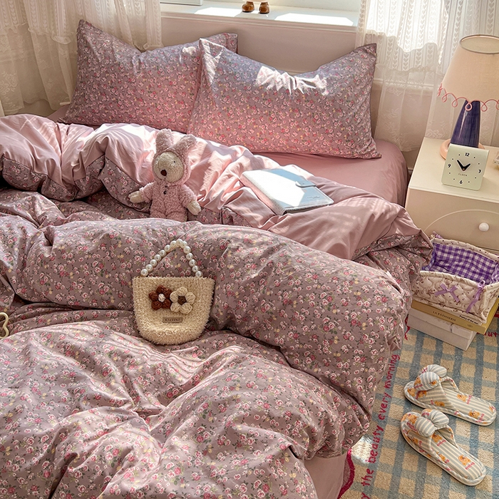 91家纺网 家纺一手货源 找家纺 优尚佳生活馆 【提供买家秀】2026新款加厚水洗仿棉A类印花四件套 旧枕玫香