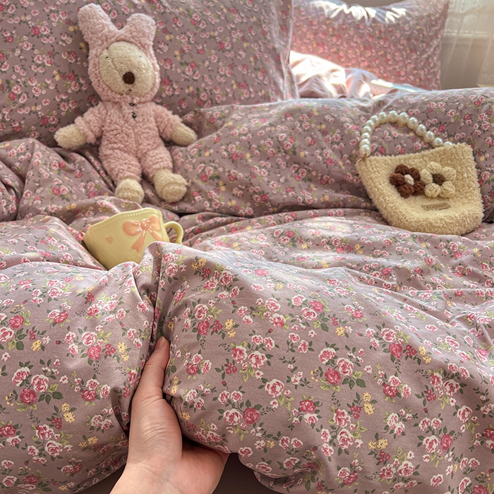 91家纺网 家纺一手货源 找家纺 优尚佳生活馆 【提供买家秀】2026新款加厚水洗仿棉A类印花四件套 旧枕玫香