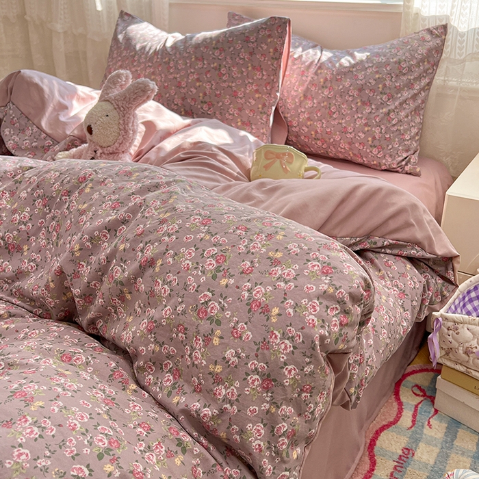 91家纺网 家纺一手货源 找家纺 优尚佳生活馆 【提供买家秀】2026新款加厚水洗仿棉A类印花四件套 旧枕玫香