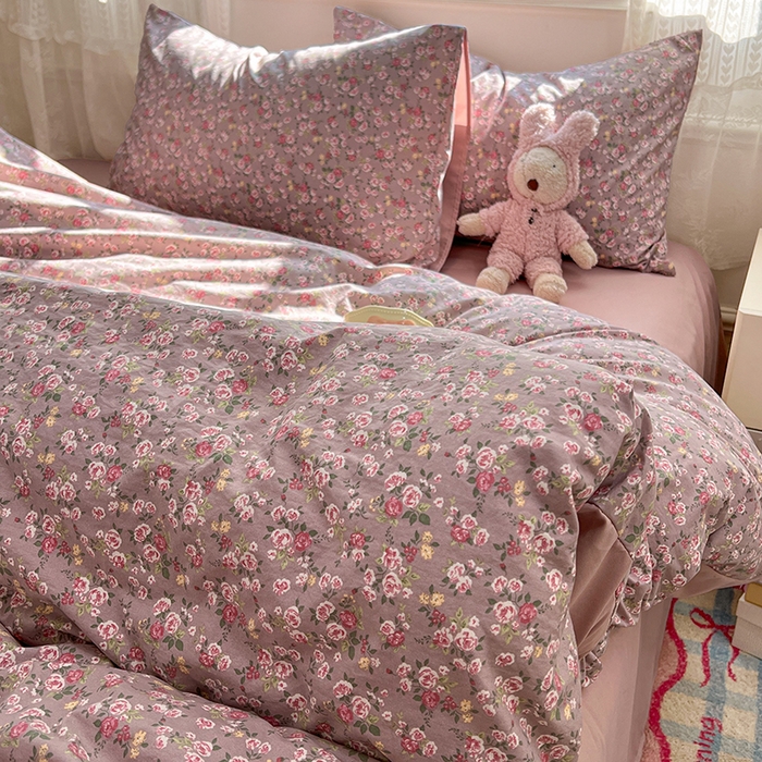 91家纺网 家纺一手货源 找家纺 优尚佳生活馆 【提供买家秀】2026新款加厚水洗仿棉A类印花四件套 旧枕玫香