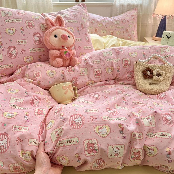 91家纺网 家纺一手货源 找家纺 优尚佳生活馆 【提供买家秀】2026新款加厚水洗仿棉A类印花四件套 福喵逢喜