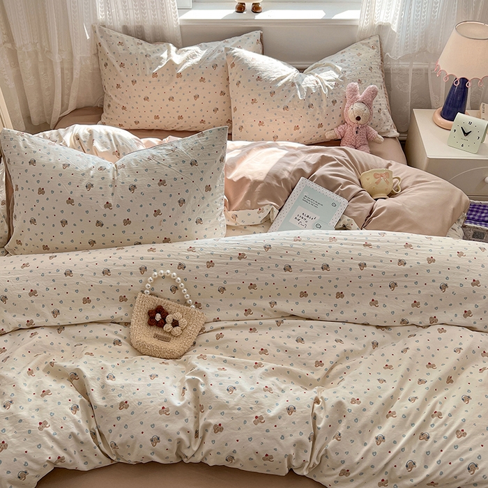 91家纺网 家纺一手货源 找家纺 优佳优品 【提供买家秀】2026新款加厚水洗仿棉A类印花四件套 蓝心象语