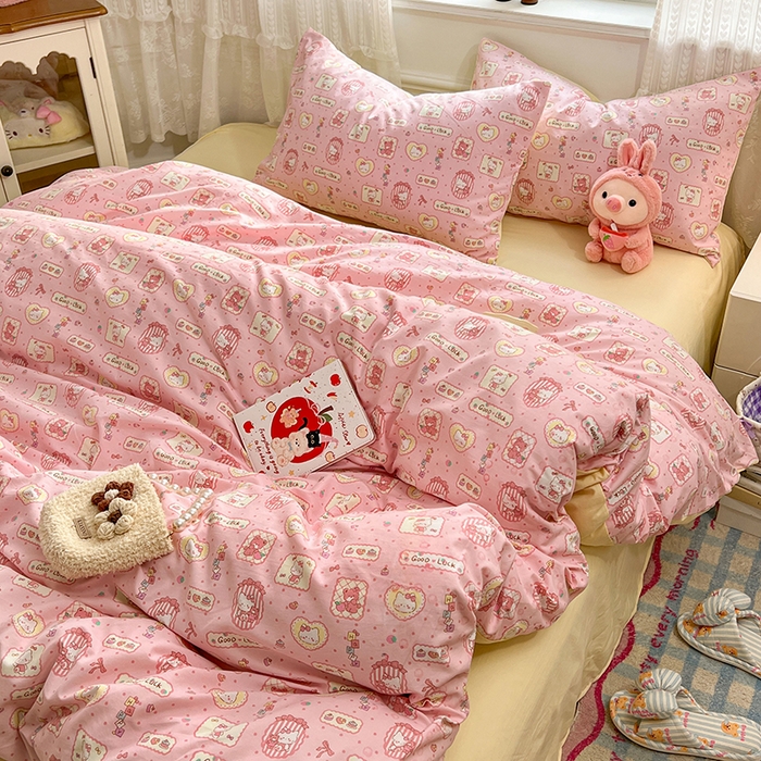 91家纺网 家纺一手货源 找家纺 优尚佳生活馆 【提供买家秀】2026新款加厚水洗仿棉A类印花四件套 福喵逢喜