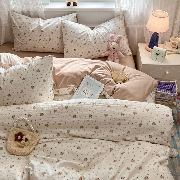 91家纺网 家纺一手货源 找家纺 优佳优品 【提供买家秀】2026新款加厚水洗仿棉A类印花四件套 蓝心象语