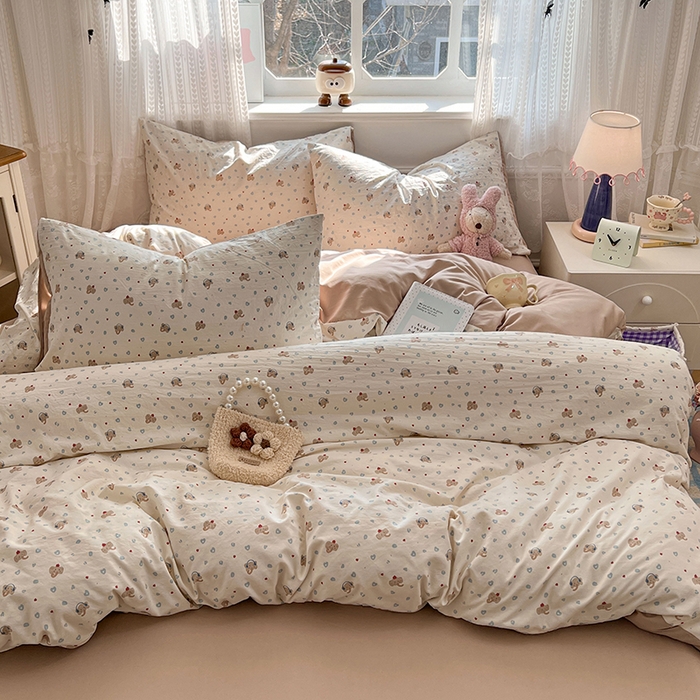 91家纺网 家纺一手货源 找家纺 优佳优品 【提供买家秀】2026新款加厚水洗仿棉A类印花四件套 蓝心象语