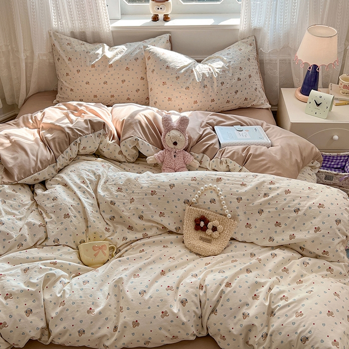 91家纺网 家纺一手货源 找家纺 优佳优品 【提供买家秀】2026新款加厚水洗仿棉A类印花四件套 蓝心象语